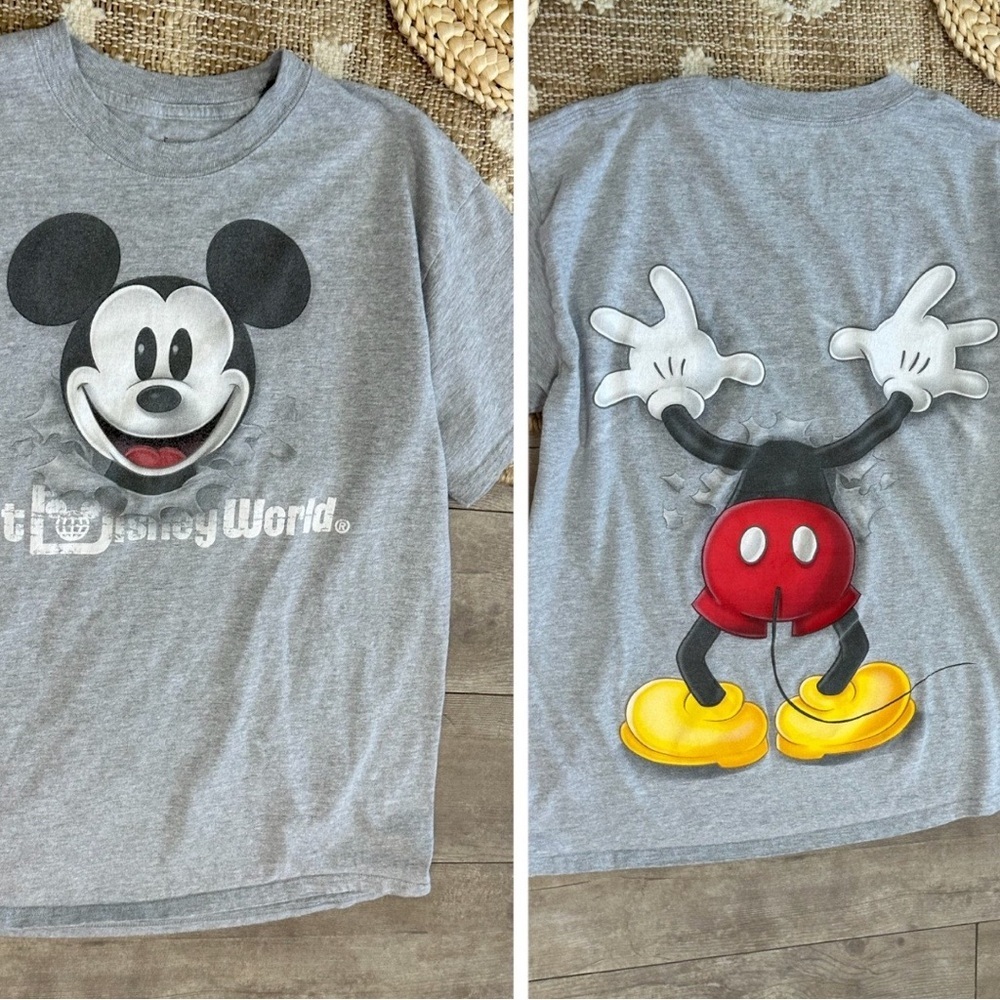 Vintage Walt Disney World Resort Gray Mickey Mouse Graphic T-Shirt Sz Large